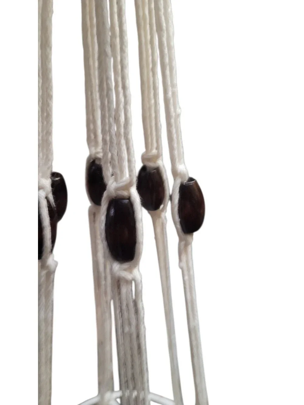 White Macramé Plant Hanger - Boho Home Wall Decor